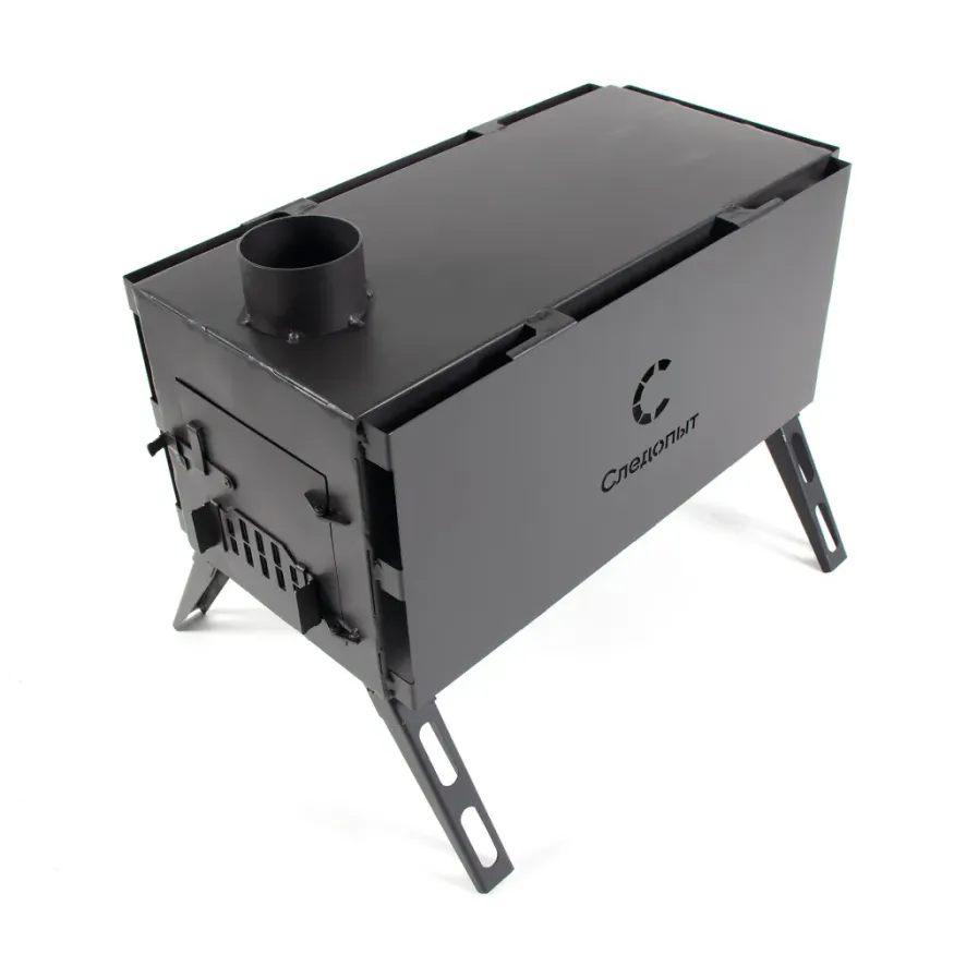 Печь дровяная Light большая, сталь 1 мм (с экранами и угловыми трубами), СЛЕДОПЫТ