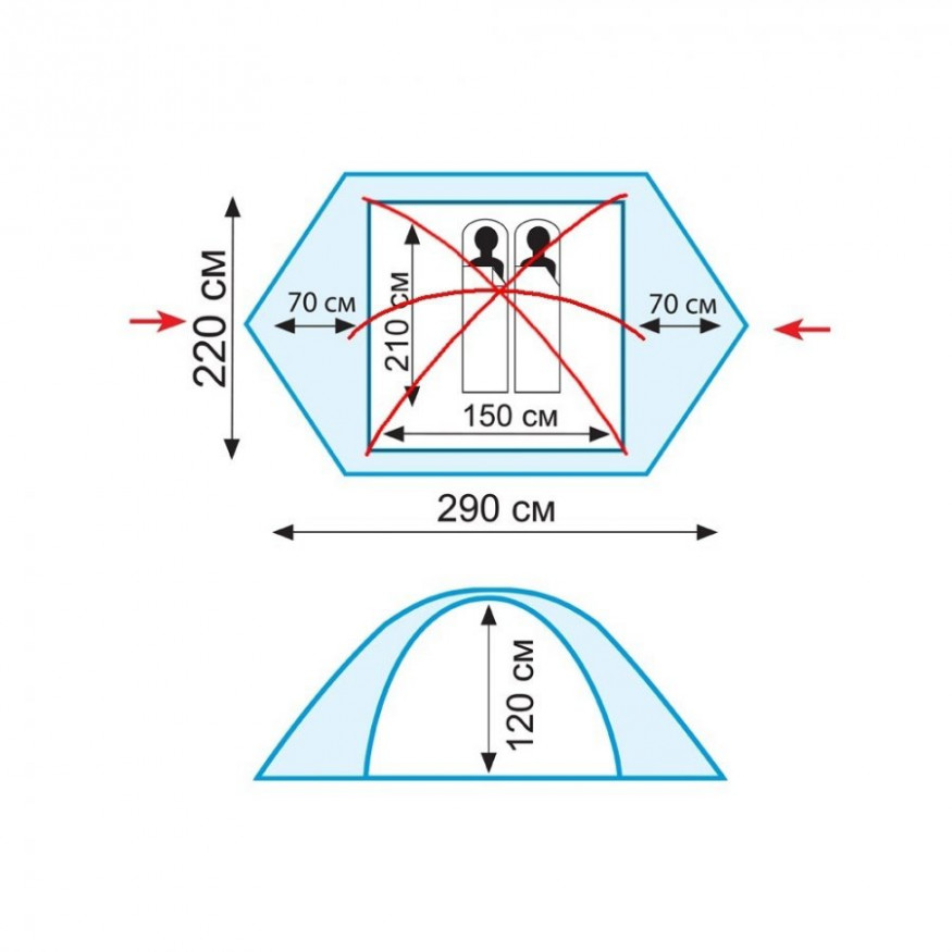Палатка Tramp Peak 2 v2, серый