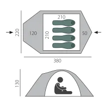 Палатка Canio 3, зеленый/бежевый, Btrace