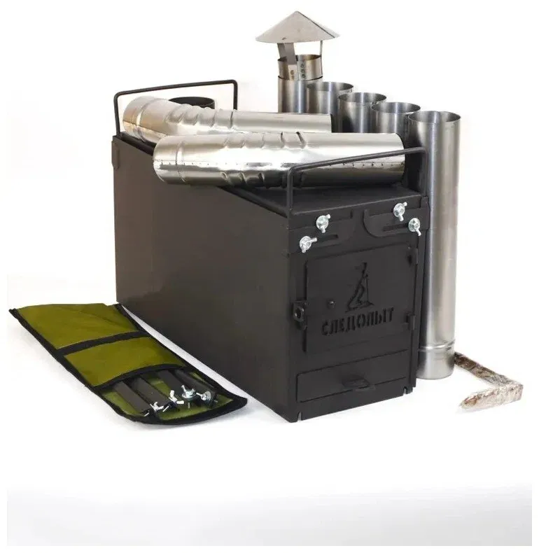 Печь походная Heavy средняя (с экранами, угловыми трубами, грибком), сталь 2 мм, Следопыт